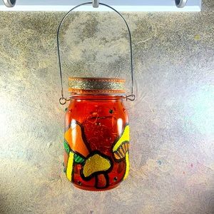 Funky Psychedelic Sparkly Mushroom Solar Lantern Hand-Painted by Love Marcy Arts